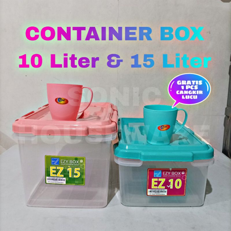 Container Box Ezy Box 10 15 Liter Storage Box Tempat Penyimpanan Wadah Snack Kotak Obat Kosmetik Ric