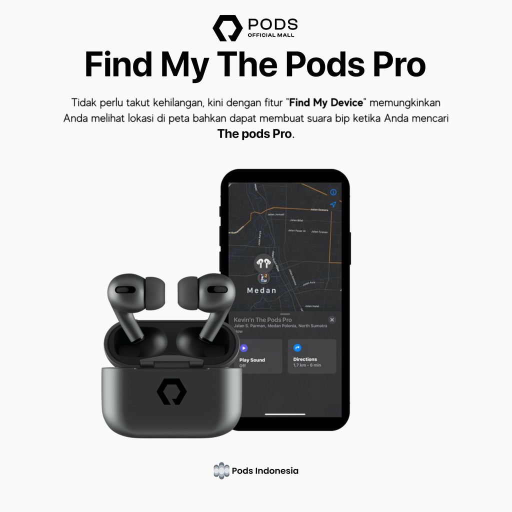 The Pods Pro Black 2024 [LIMITED EDITION] Wireless Charging Case (Highest Version) By Pods Indonesia