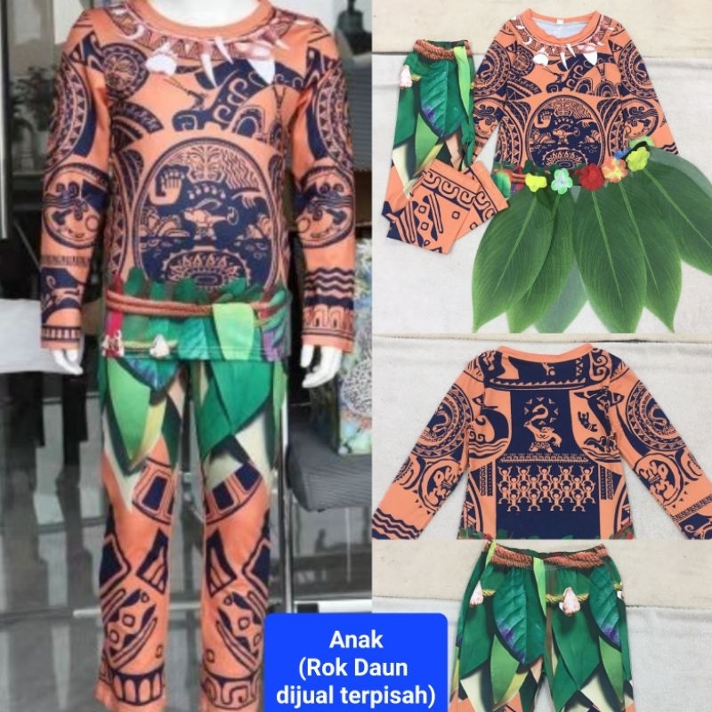 kostum maui anak laki cosplay maui moana tato tatoo import