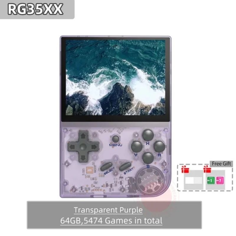 ANBERNIC RG35XX 64G+128G Mini Game Console Handheld Video Game Player 3.5 Inch IPS Screen Linux System for Adults Kid's Gift