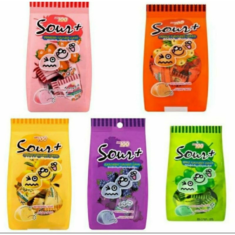 ✔MURAH Sour+ Candy 100gr isi 25pcs / Permen Asem / Sour Candy / Permen Lunak