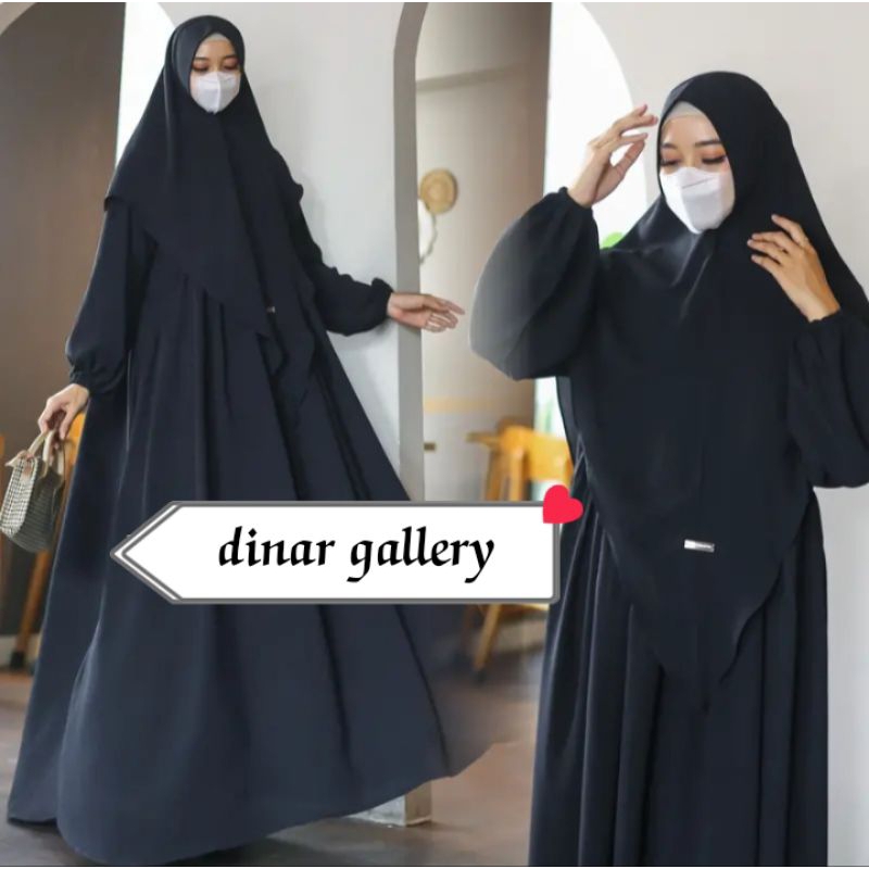 Gamis Aisyah Set Bergo Syar'i Dress Wanita Bahan Crinkle Airflow