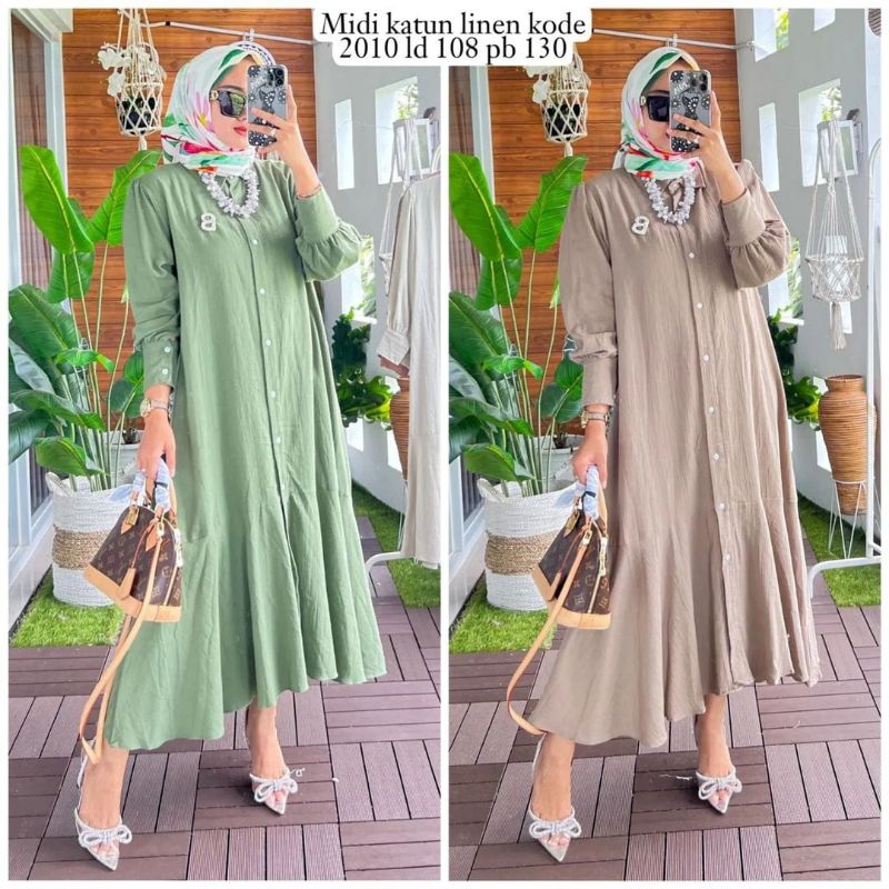 MIDI DRESS POLO LINEN MIDI PREMIUM MIDI DRESS CEWEK MIDI DRESS WANITA
