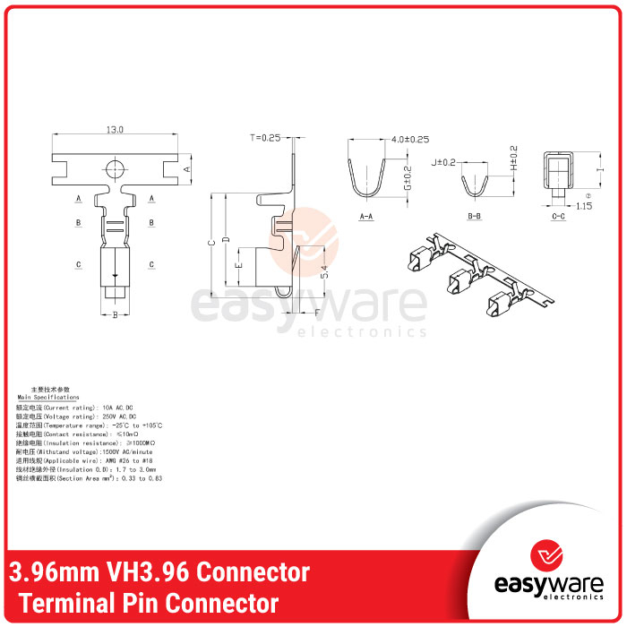 SET Connector VH3.96 2P 2 Pin VH 3.96mm Straight VH3.96-2P Lurus Male Female