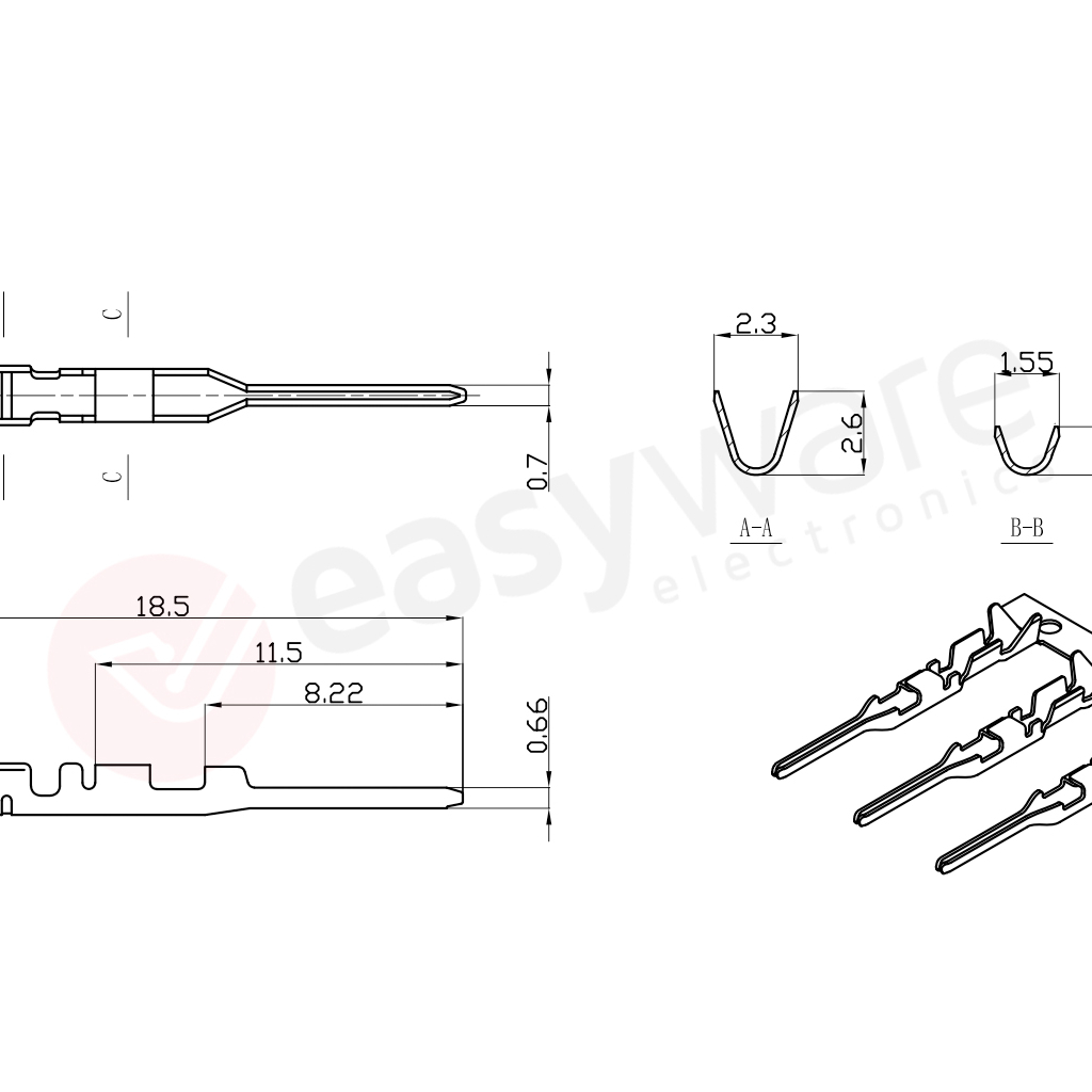 MALE CRIMP DUPONT METAL BLACK HOUSING INNER CI32 2.54 MM