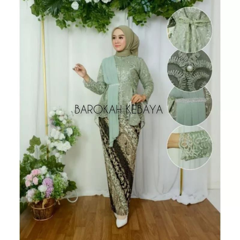 Kebaya Couple Keluarga/Kebaya Sage Green/Couple Kebaya Batik/Kebaya Model