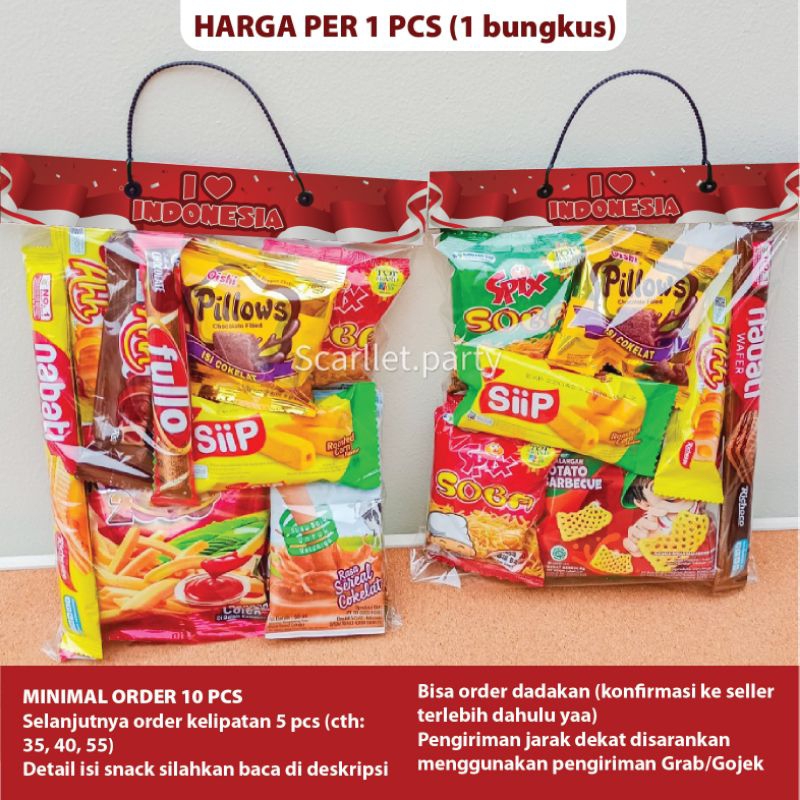 

[MINIMAL 10] GOODIE BAG BINGKISAN SNACK 17 AGUSTUS I LOVE INDONESIA DIRGAHAYU RI KADO LOMBA HADIAH AGUSTUSAN ANAK