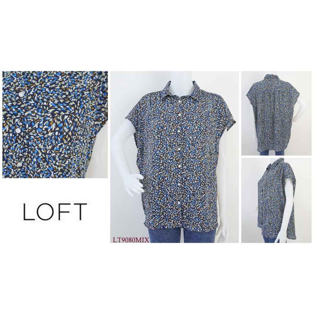 Baju Atasan Wanta / Blouse LOFT BY ANN TAYLOR Motif Floral Tanpa Lengan Pakaian Wanita LT9080