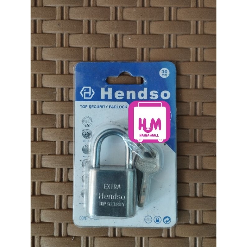 Gembok Hendso Leher panjang/pendek Uk 30mm Chrome Putih