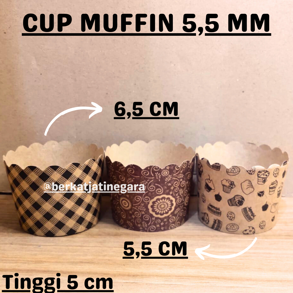 CUP MUFFIN MOTIF 55 mm / CUP MUFFIN BULAT / 50 PCS