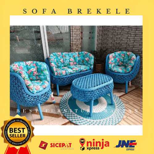 Kursi Sofa Korsi Bangku Duduk Set Meja Teras Brekele Anyaman Rotan Sintetis Malas Santai Nyaman dan 