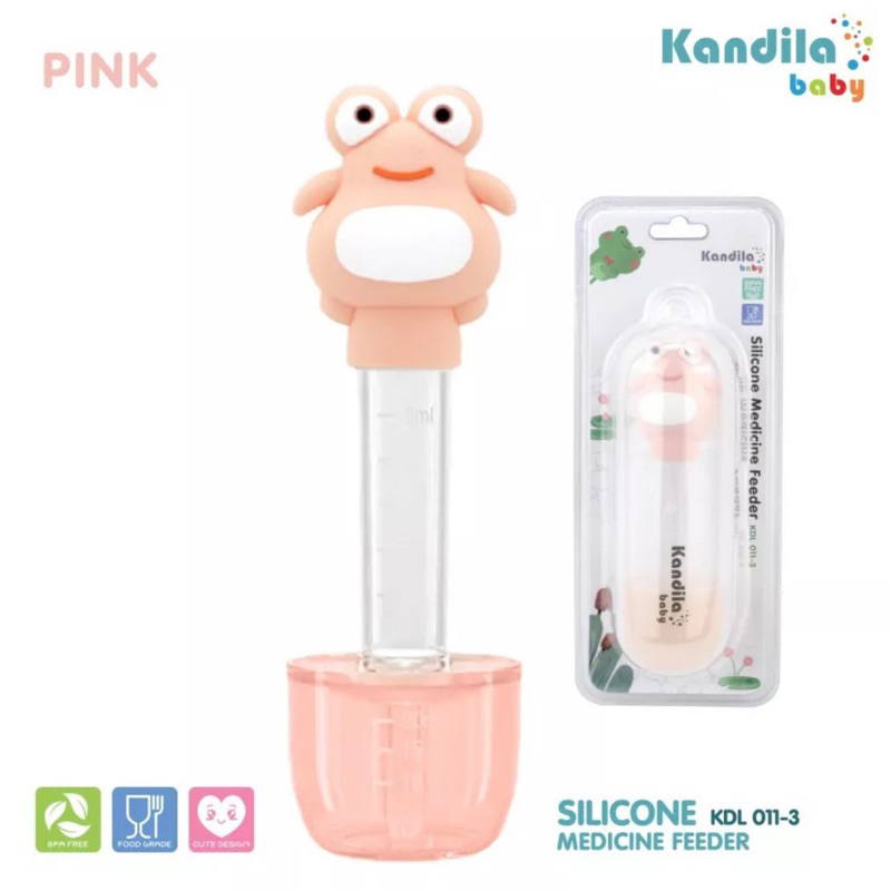 Kandila Baby Silikon Medicine Feeder Pipet Bantu Kasih Obat Bayi Anak + BOX + Cangkir Wadah Obat Pipet Kartun Silikon Lucu