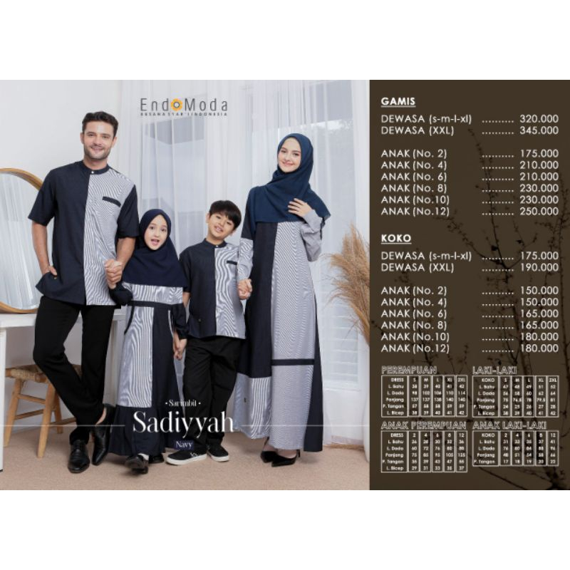 ENDOMODA SARIMBIT SADIYAH NAVY BAJU COUPLE KELUARGA 2023 TERBARU DAN TERLARIS