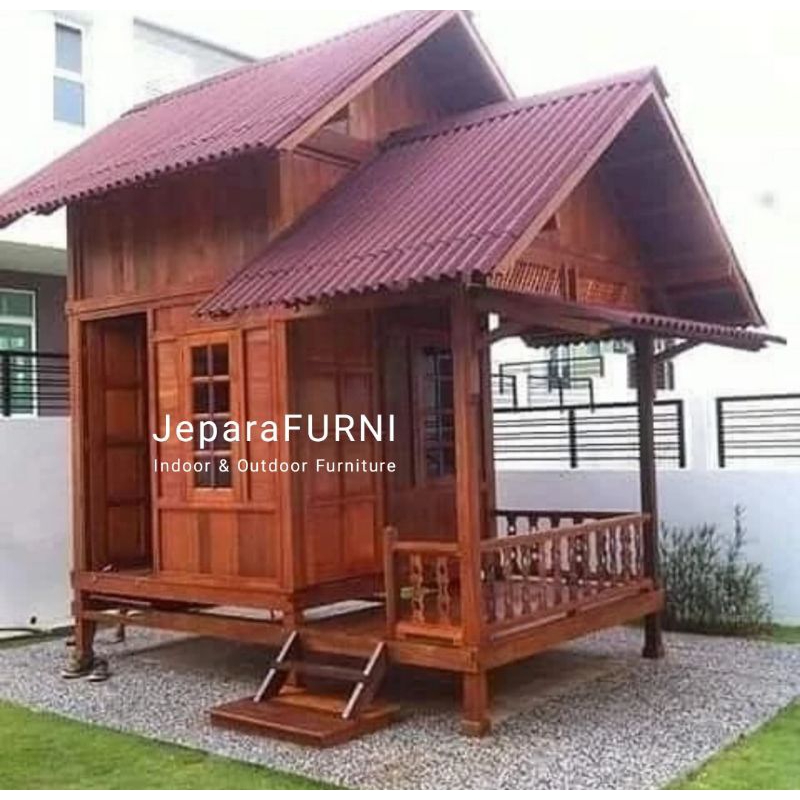 Rumah Panggung Gazebo Minimalis Kayu Jati Jepara Saung