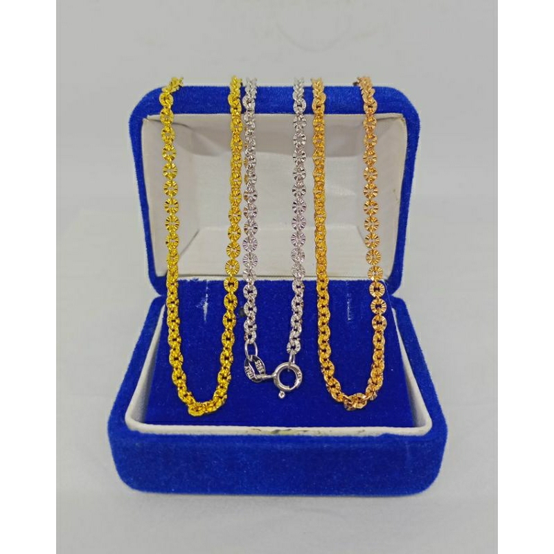 kalung rantai nori ukir/perak asli silver 925 lapis emas/perhiasan fashion