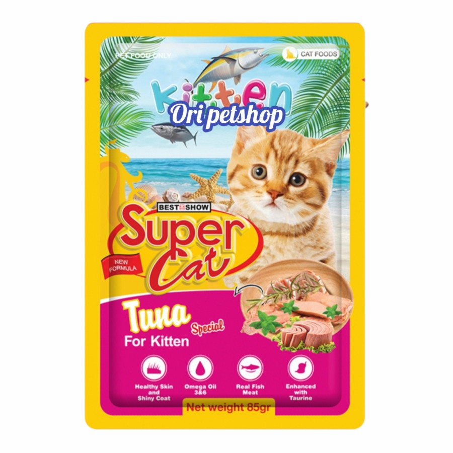 SUPERCAT Pouch Kitten Tuna Spesial Makanan Basah Sachet 85gr