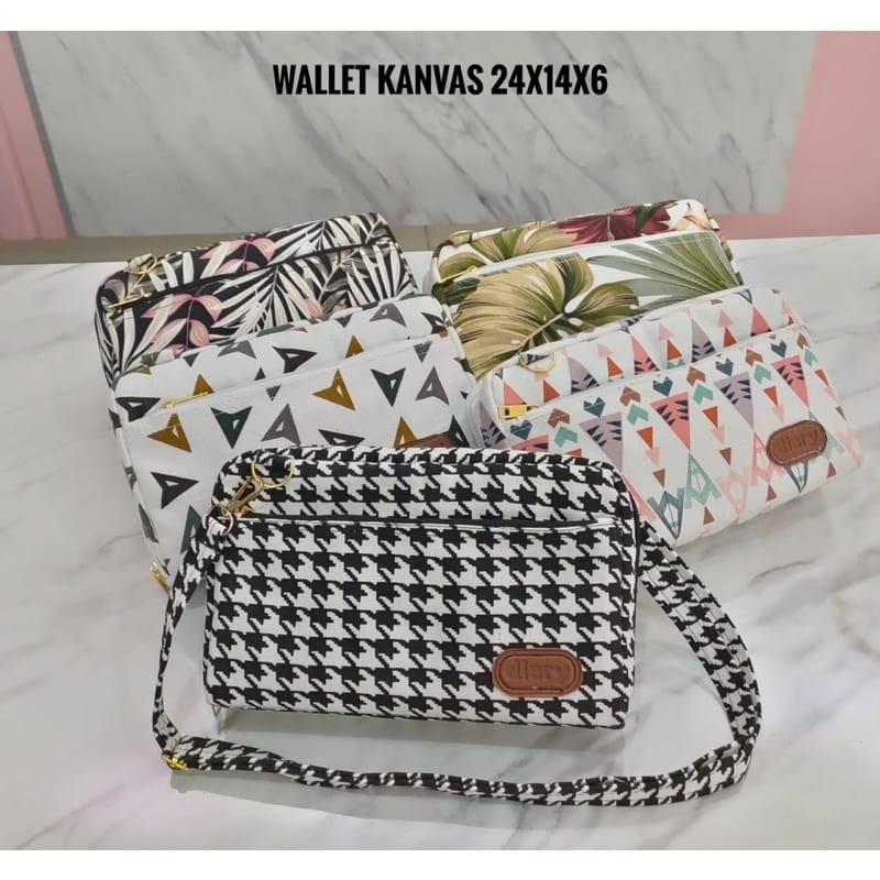 DOMPET WANITA TAS SELEMPANG WALLET KANVAS