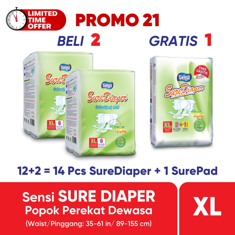 PROMO 21 SENSI SURE DIAPER XL - Popok Perekat Dewasa