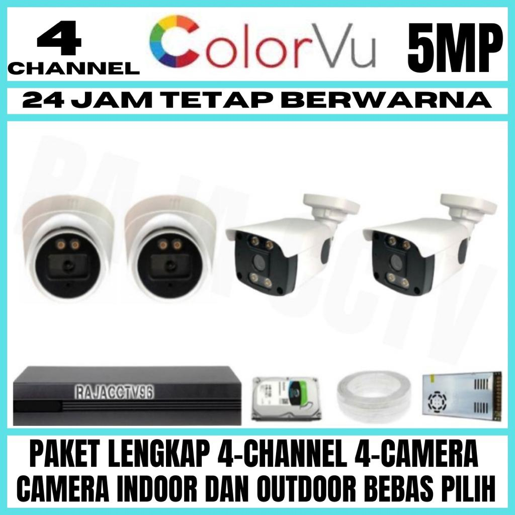 PAKET CCTV COLORVU SIANG MALAM BERWARNA 4 CHANNEL 4 CAMERA 5MP 1080P TURBO HD IC SONY AUDIO SERIES