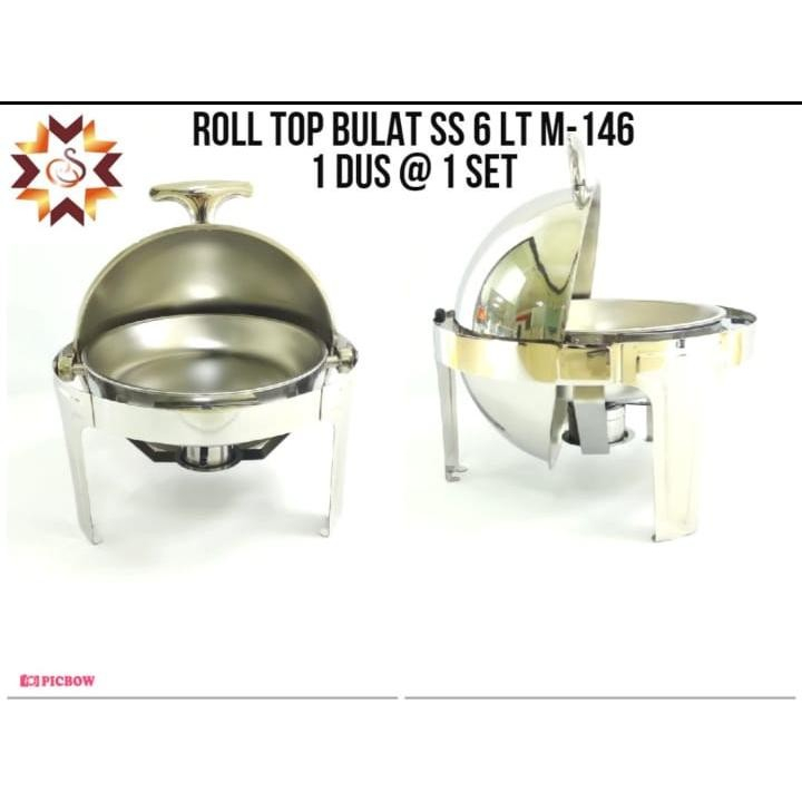 Chafing Dish 7213 Roll Top Bundar Stainless steel 6 Liter