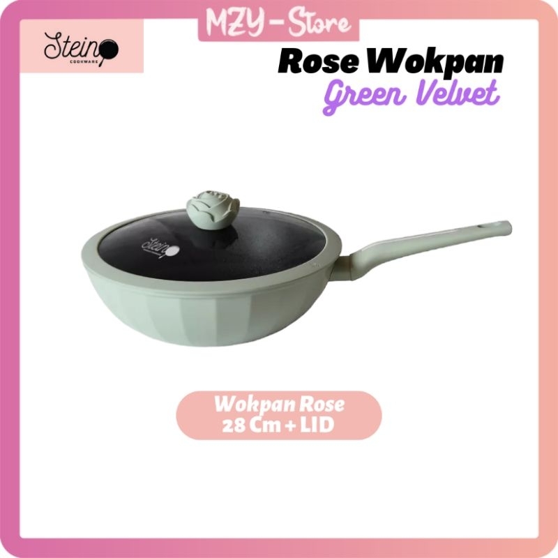 Stein Rose Wok Pan 28 Cm + LID Steincookware Wokpan 28 Glamour Rose Series Milky White Violet Twist Green Velvet Summer Pink Glow Pink