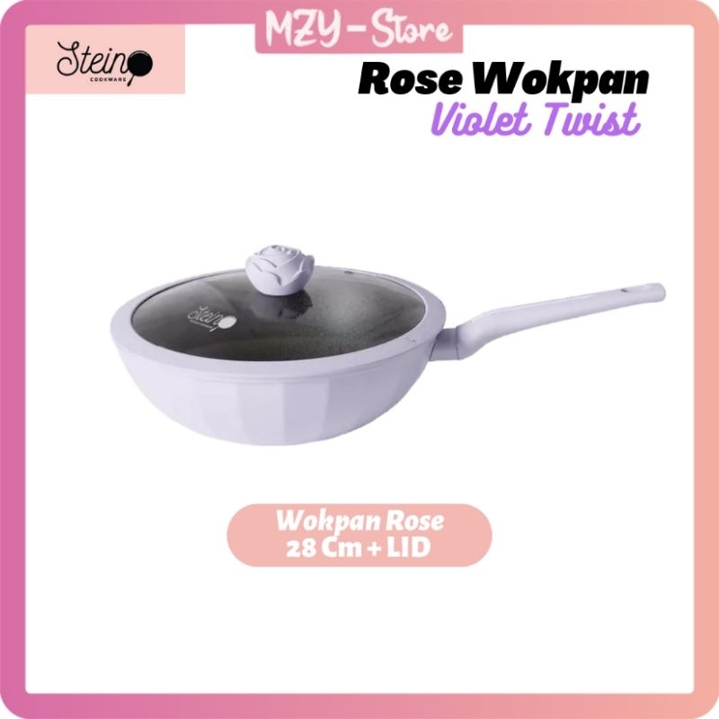 Stein Rose Wok Pan 28 Cm + LID Steincookware Wokpan 28 Glamour Rose Series Milky White Violet Twist Green Velvet Summer Pink Glow Pink