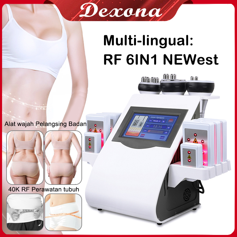 6 in 1 RF Lipolaser 40k Alat rf wajah slimming radio frequency lipo laser cavitasi Pelangsing Badan Alat RF Slimming machine 100% Original[BISA COD]