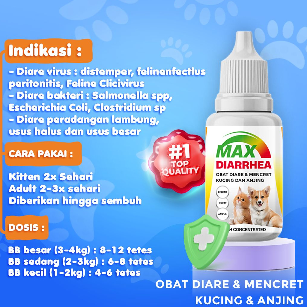 OBAT DIARE KUCING TETES MAX DIARRHEA 30 ML OBAT DIARE &amp; MENCRET KUCING DAN ANJING