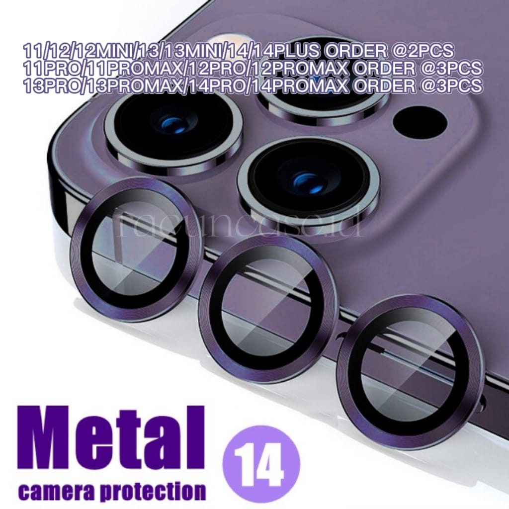 (HARGA PER&quot;1PCS&quot;) METAL RING CAMERA LENS PROTECTOR/PELINDUNG KAMERA FOR IPHONE 11/11PRO/11PRO MAX/12/12MINI/12PRO/12PRO MAX/13/13MINI/13PRO/13PRO MAX/14/14PLUS/14PRO/14 PRO MAX