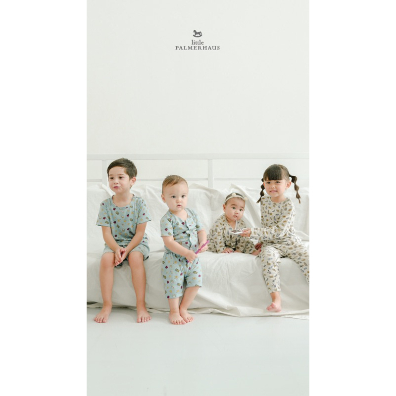 Little Wear by Little Palmerhaus Button Shoulder Short Sleeve - Setelan Kaos Celana Pendek Anak