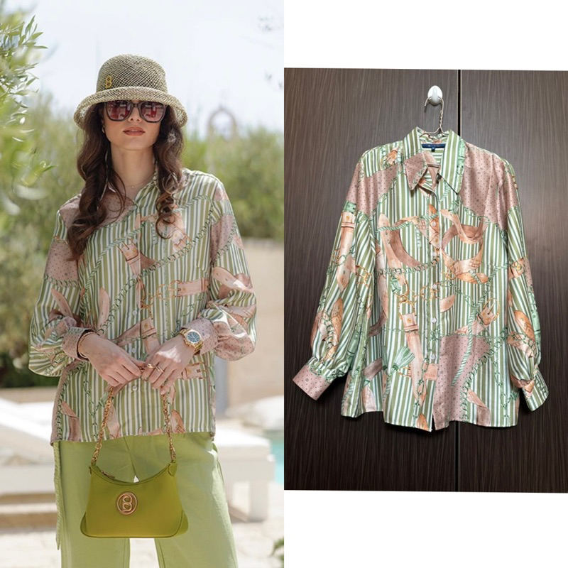 The Chain La Bella Satin Shirt - Light Green