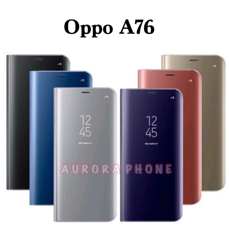 Oppo A76 Flip Case Oppo A76 Clear View Cover Mirror Standing Smart Case Oppo A76