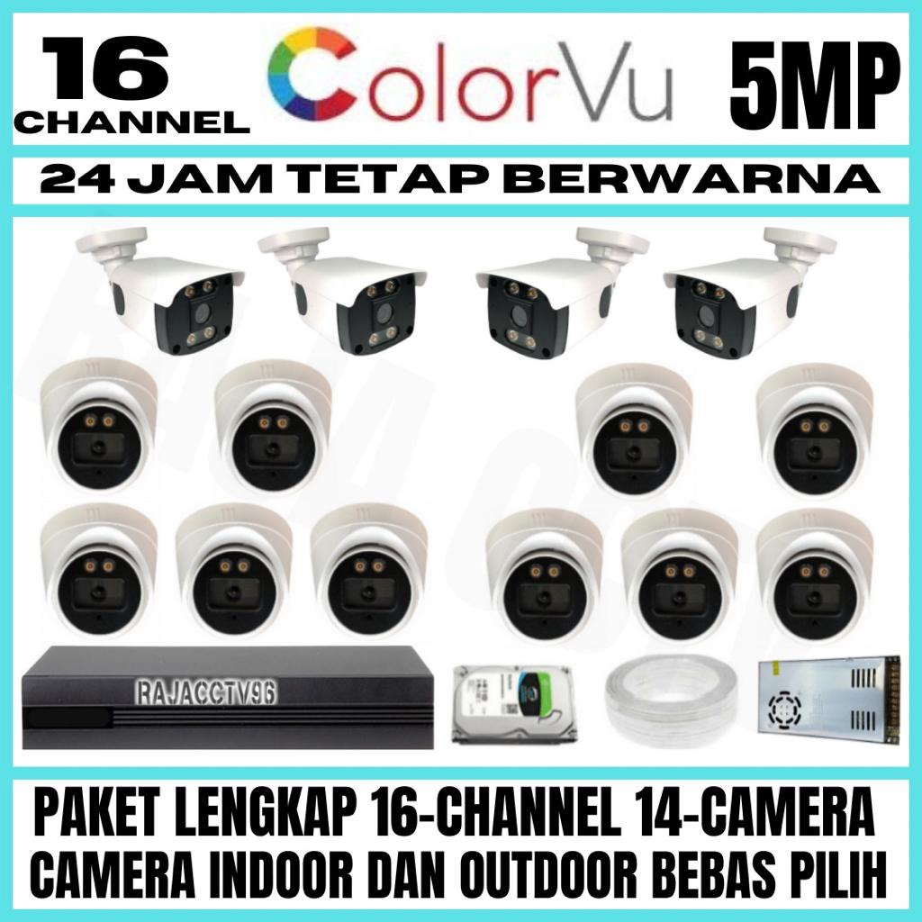 PAKET CCTV COLORVU SIANG MALAM BERWARNA 16 CHANNEL 14 CAMERA 5MP 1080P TURBO HD IC SONY AUDIO SERIES