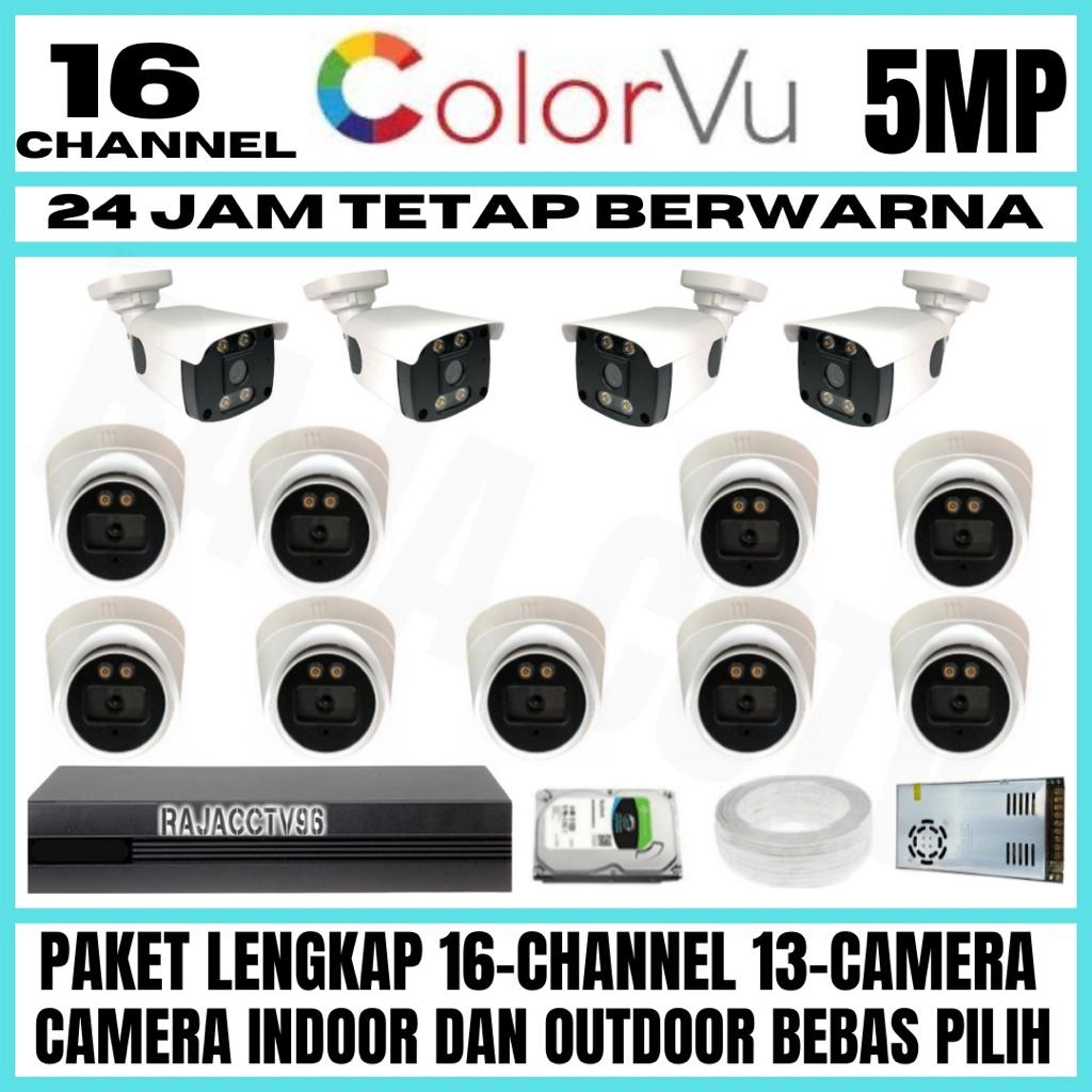 PAKET CCTV COLORVU SIANG MALAM BERWARNA 16 CHANNEL 13 CAMERA 5MP 1080P IC SONY AUDIO SERIES