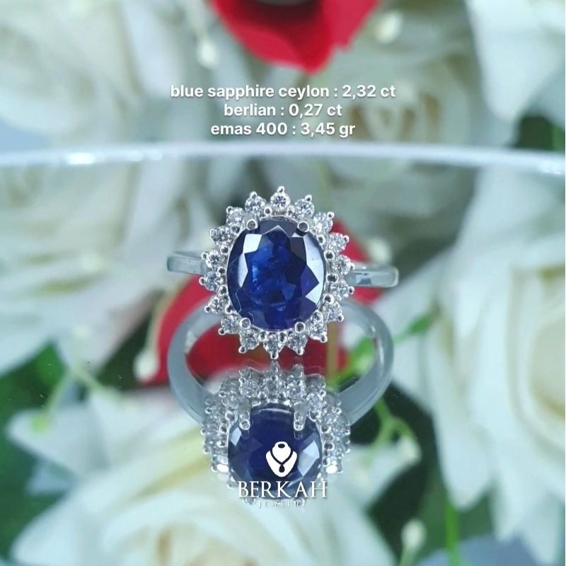 Cincin emas berlian asli blue sapphire BERKUALITAS