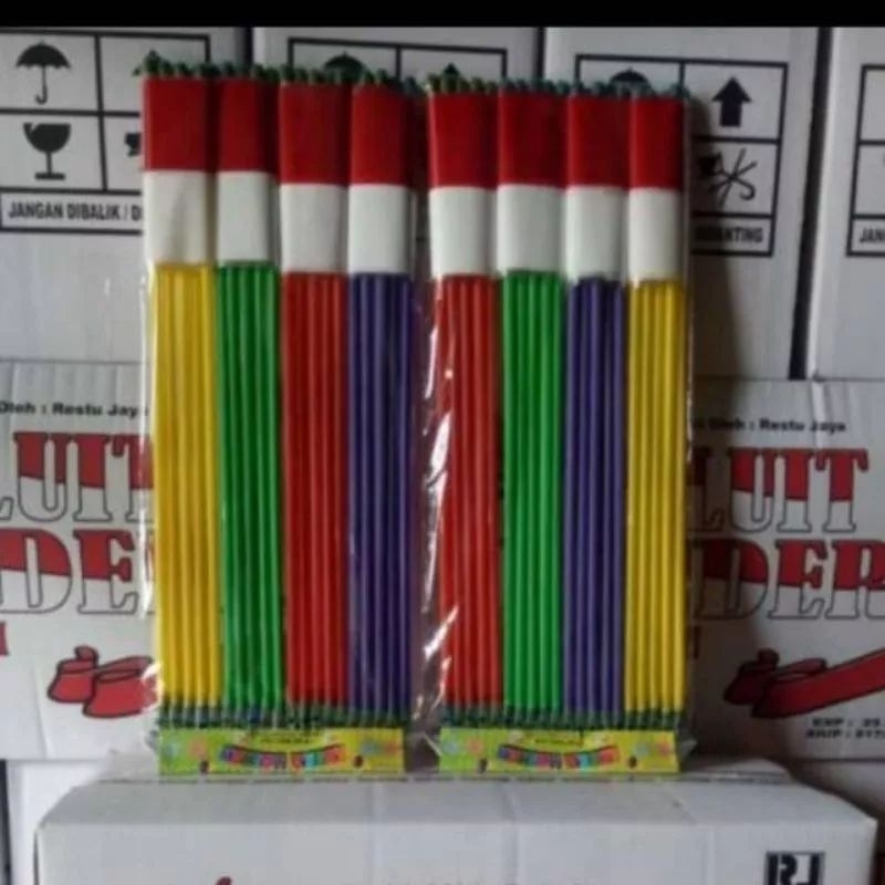 Bendera PLASTIK Merah Putih dengan TONGKAT TANGKAI GAGANG 600 PCS