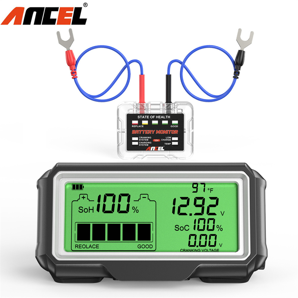 Ancel Bm200 Pro Alat Tester Kapasitas Baterai Mobil 12v Soh Soc Anti Air Dengan Layar Led