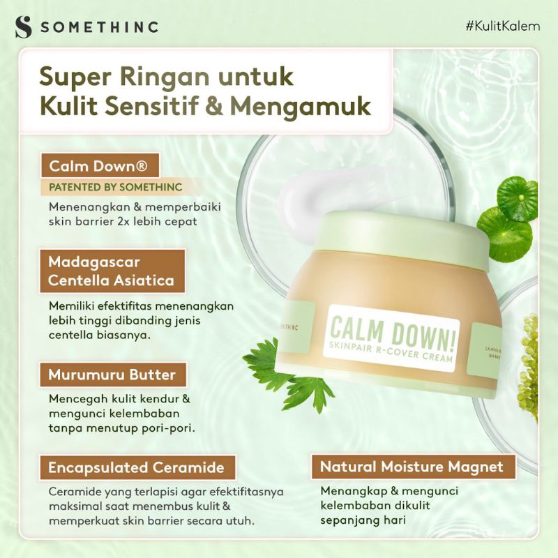 (GOSEND/COD) SOMETHINC Supple Power Hyaluronic9+Onsen Moisture Bomb Gel - Krim Pagi dan Malam | SOMETHINC Ceramic Skin Saviour Moisturizer Gel refill CALM DOWN REPAIR R-COVER CREAM