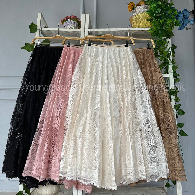 youngmoodis long skirt Rok brokat warna original Import allsize