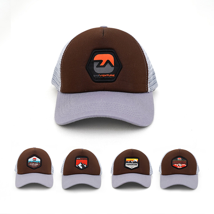 Zarventure coklat abu 90 topi trucker jaring busa trucker hat