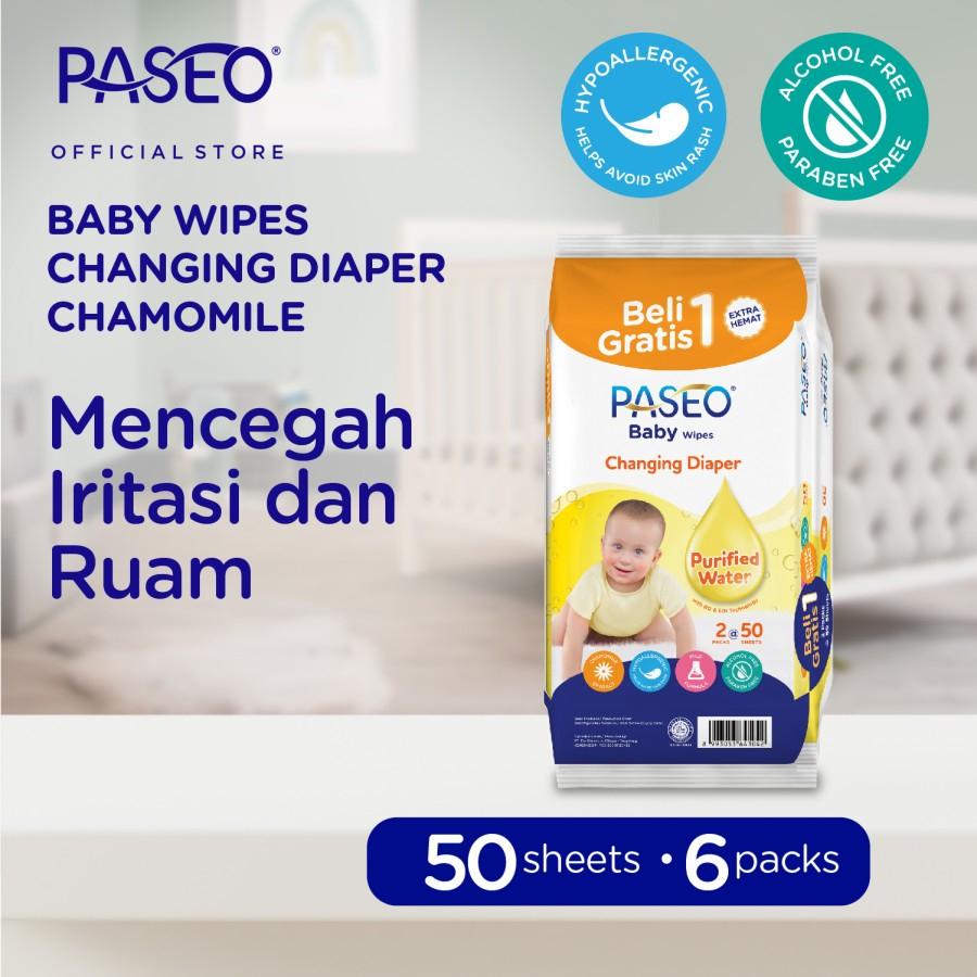 PASEO BABY WIPES 50's