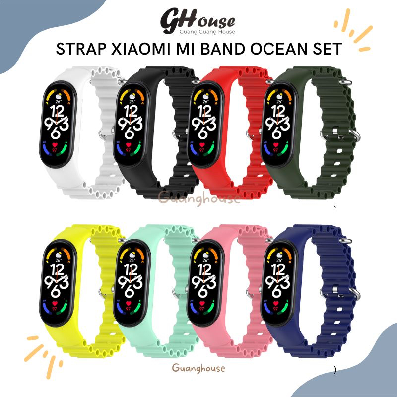 Strap Mi Band 7 Mi Band 6  Ocean Set Strap Tali Pengganti Mi band 3/4/5/6/7 Silikon Ocean Set