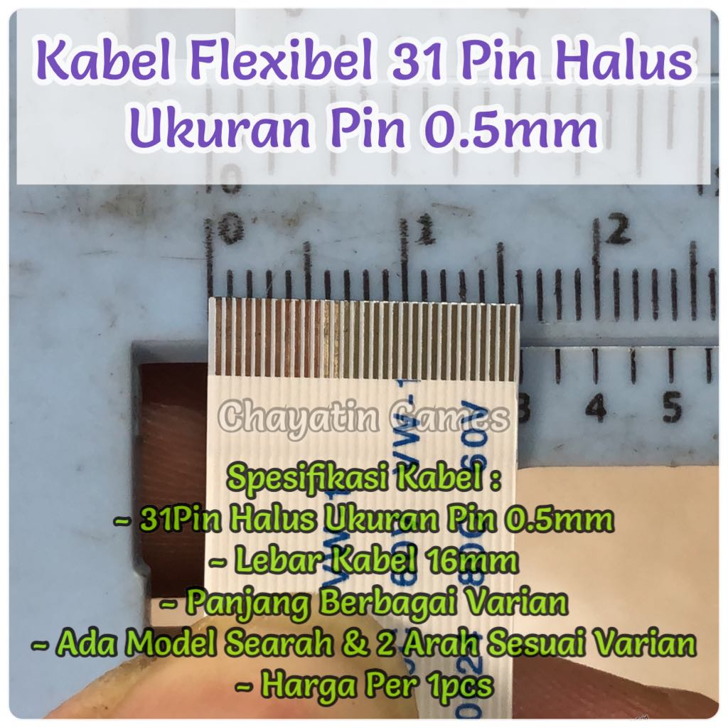 Kabel Flexibel 31 Pin Halus Model &amp; Panjang Varian Ukuran Pin 0.5mm