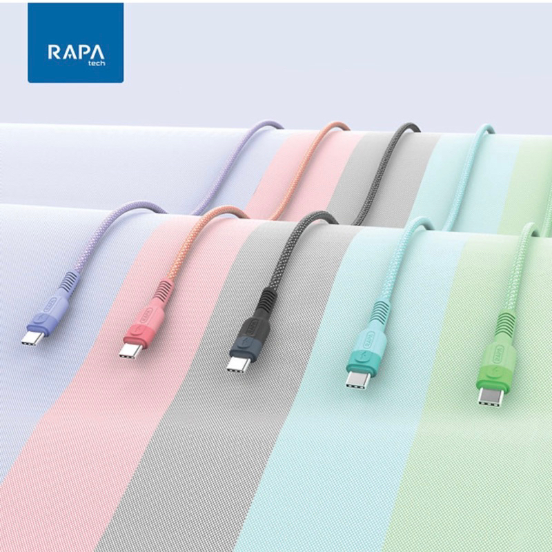 RAPAtech Smart Data Cable Type C Nylon Braided Fast Charging 3A QC3.0 Speed 480 mbps