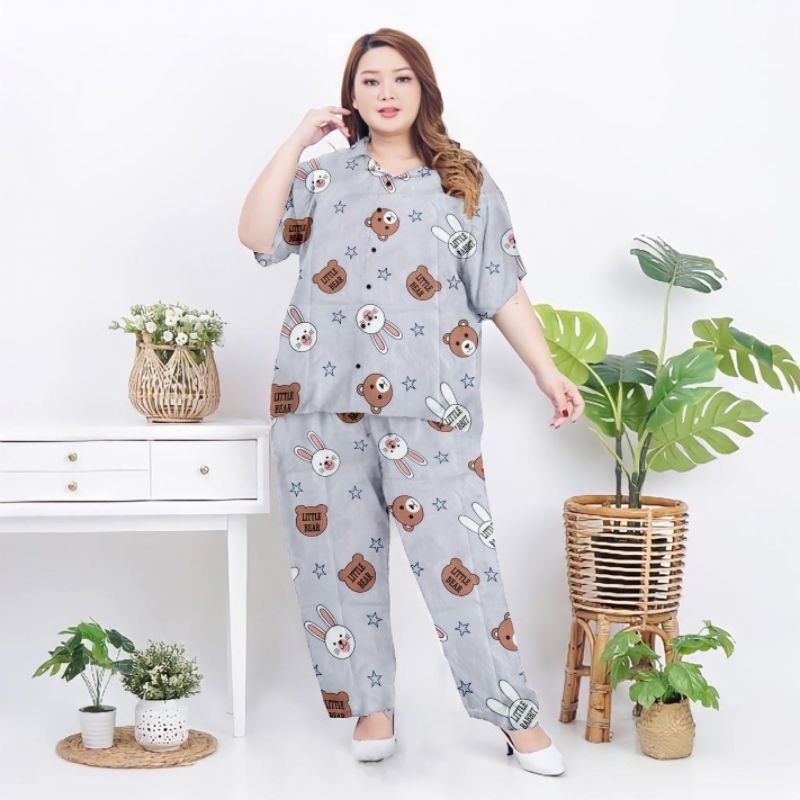 pajamas wanita jumbo/setelan wanita jumbo/baju setelan kekinian/piyama jumbo terbaru