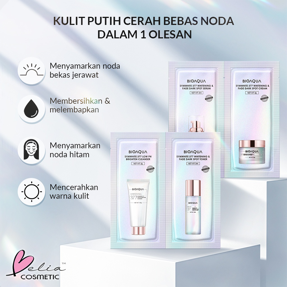 ❤ BELIA ❤ BIOAQUA SymWhite 377 Glowing Travel KIT | Skincare | Flek Hitam | Toner | Cleanser | Cleanser | Serum | Travel Kit | BPOM