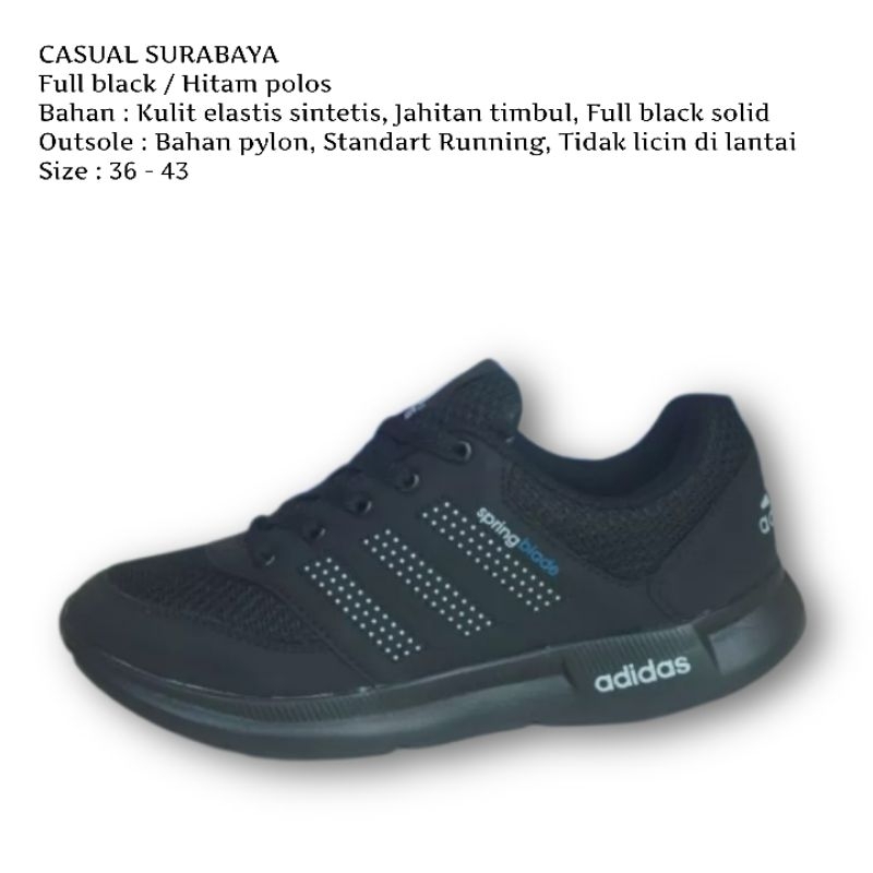 Sepatu Sekolah Full Hitam Polos Full Black. Sepatu Ads Full Black Laki - laki, Perempuan Unisex. Sepatu Sekolah Kerja Full Black Polos Ada Sport Sneakers.