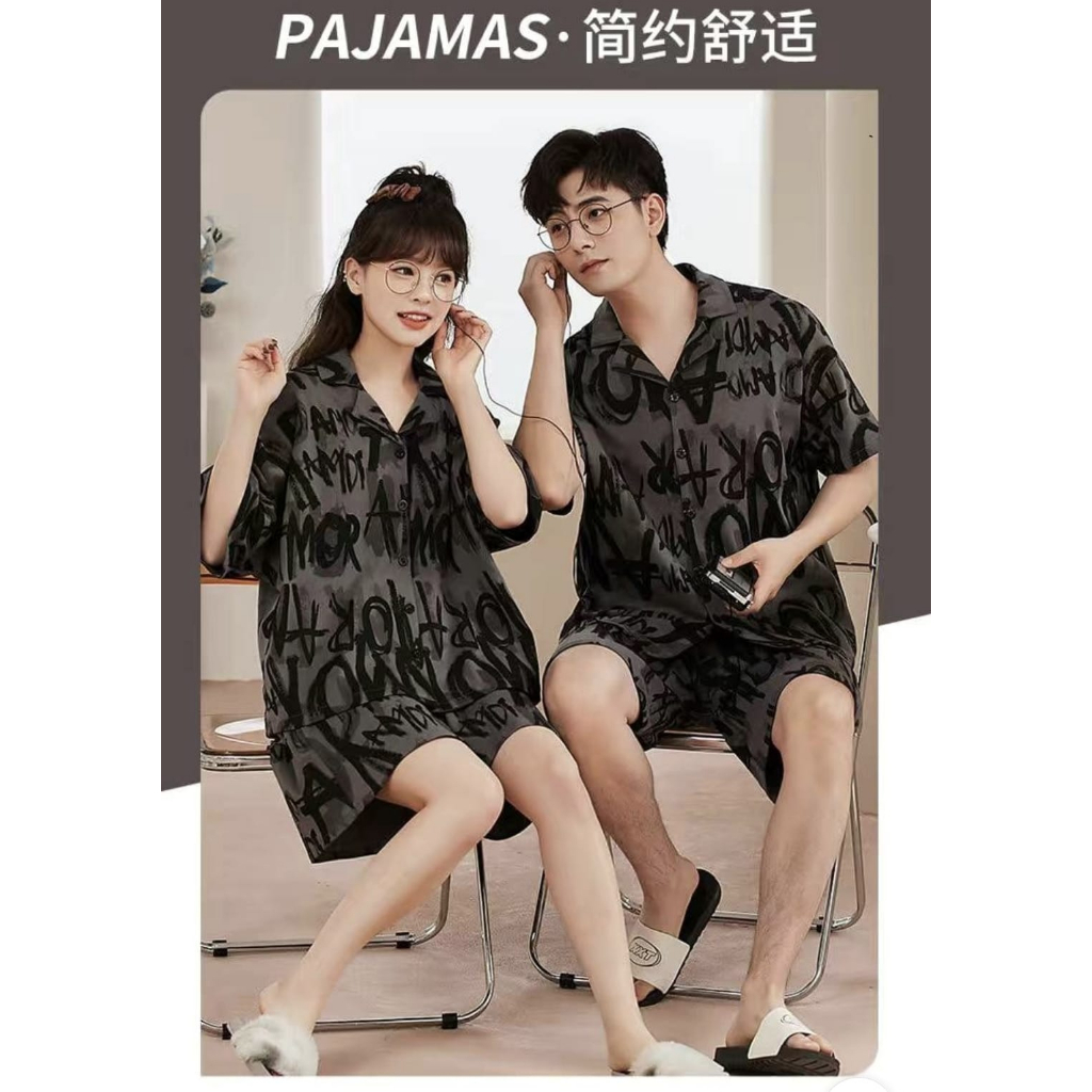 baju tidur piyama couple hotpant bahan kaos import