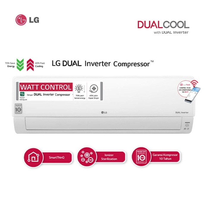 LG AC T05EV5 1/2 PK Inverter New Dual Cool 0.5 PK With Watt Control