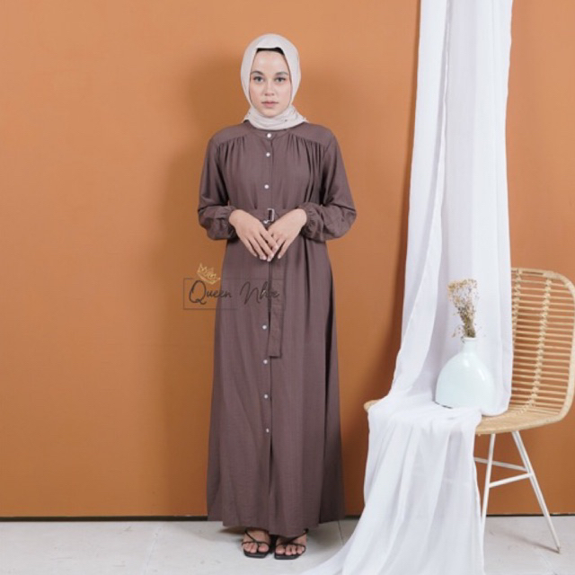 GAMIS / MAXI DRESS POLO LINEN KANCING DEPAN KEKINIAN SYIFA